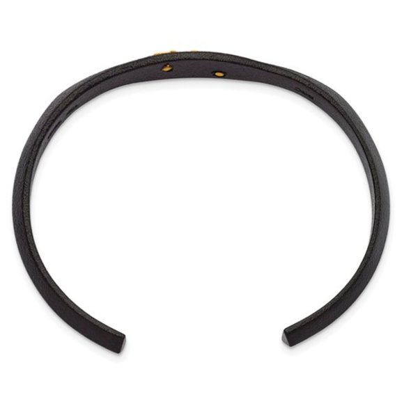Black Hills Base Metal Black Powder Coated w 10K Tri-color Accents Bangle cuff - Picture 2 of 3